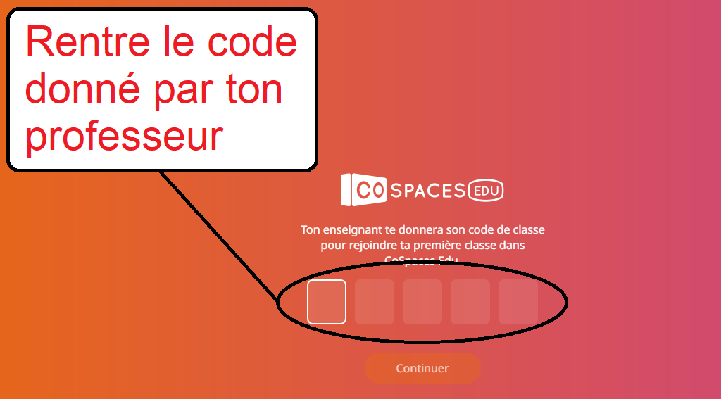 Rentrer le code donné par le professeur
