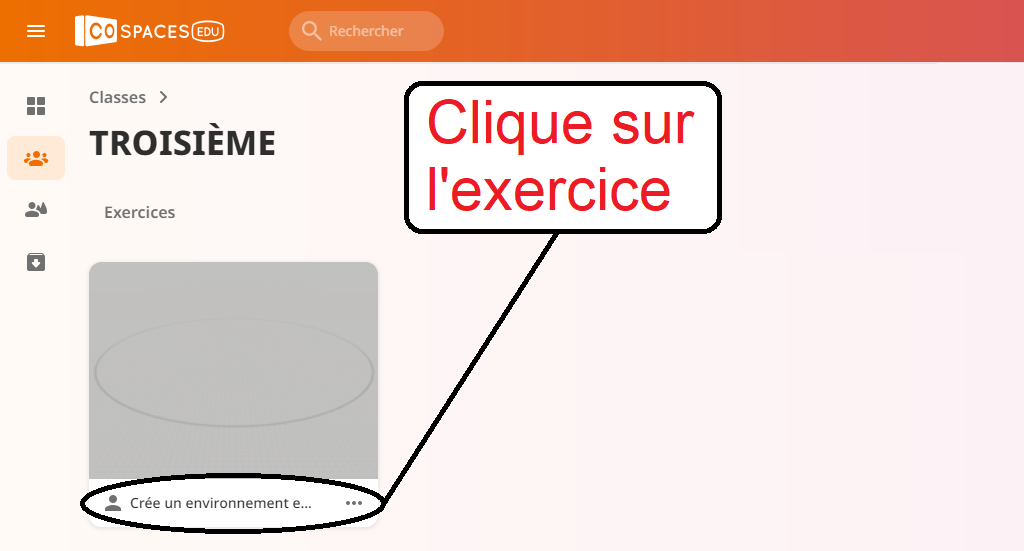 Cliquer sur l'exercice Cospaces