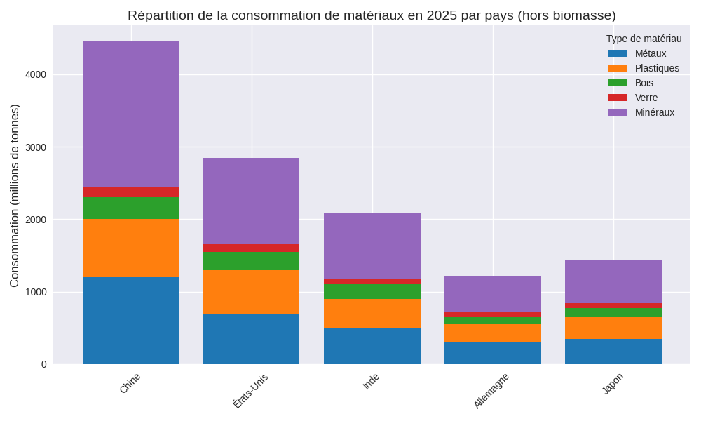 Consommation de matériaux par pays
