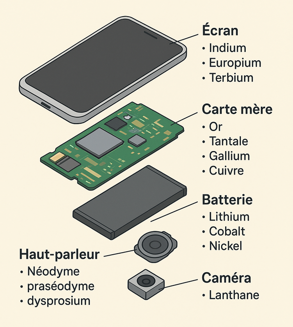 Terres rares dans un smartphone
